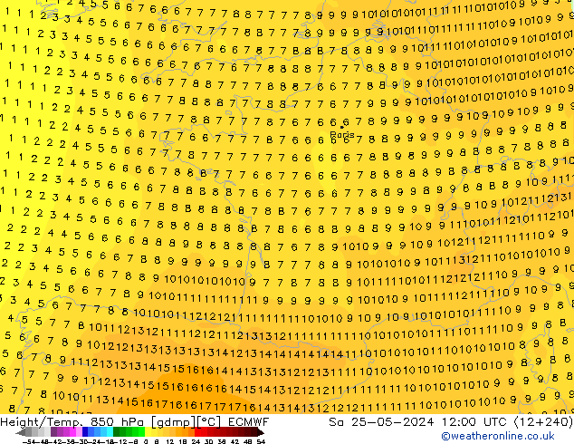 Height/Temp. 850 hPa ECMWF Sa 25.05.2024 12 UTC