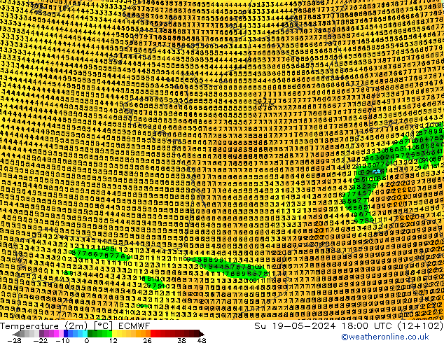 Temperature (2m) ECMWF Ne 19.05.2024 18 UTC