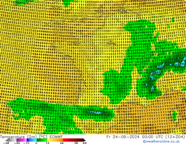 Temperatura (2m) ECMWF Sex 24.05.2024 00 UTC