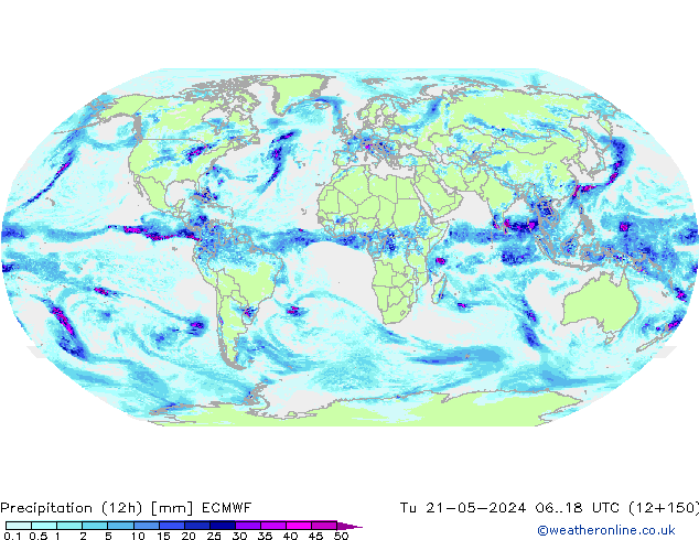 Précipitation (12h) ECMWF mar 21.05.2024 18 UTC