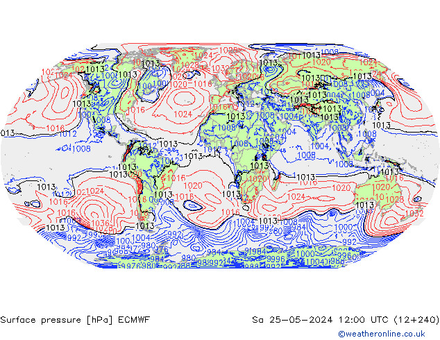 Surface pressure ECMWF Sa 25.05.2024 12 UTC