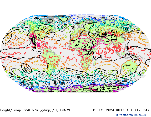 Height/Temp. 850 hPa ECMWF dom 19.05.2024 00 UTC