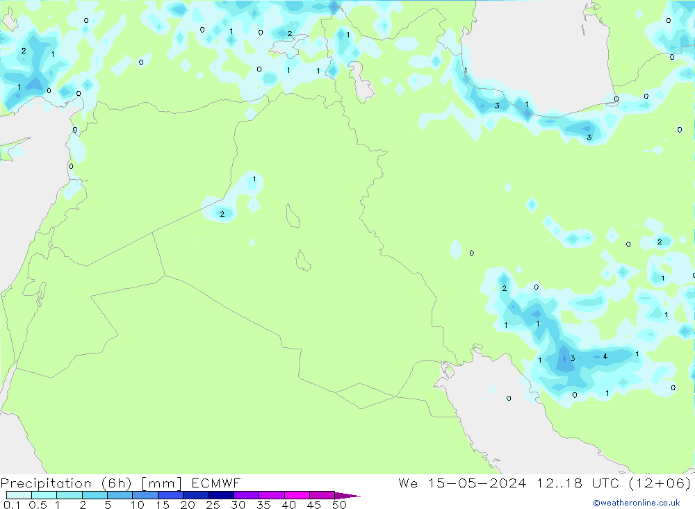 Precipitation (6h) ECMWF We 15.05.2024 18 UTC