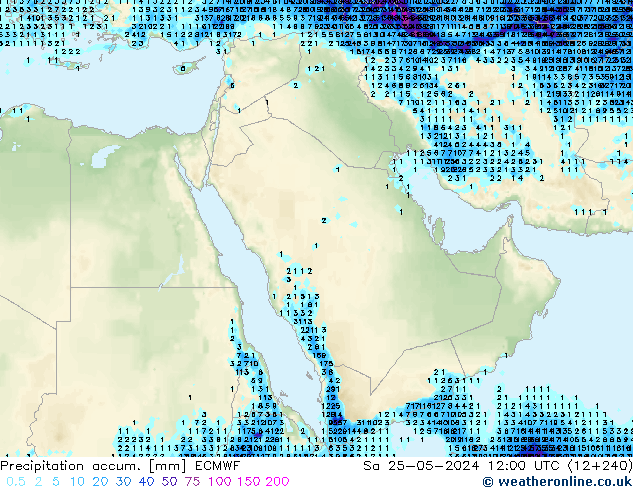 Precipitation accum. ECMWF so. 25.05.2024 12 UTC