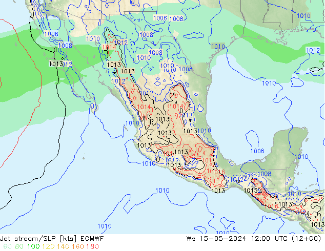 Corriente en chorro ECMWF mié 15.05.2024 12 UTC