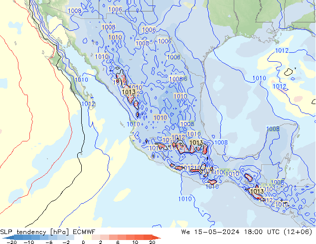Tendencia de presión ECMWF mié 15.05.2024 18 UTC