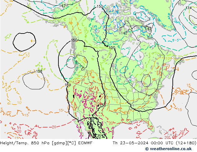 Z500/Rain (+SLP)/Z850 ECMWF чт 23.05.2024 00 UTC