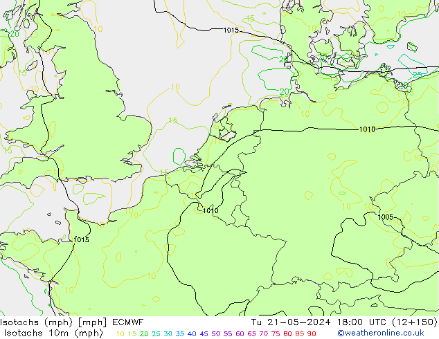 Isotachen (mph) ECMWF di 21.05.2024 18 UTC
