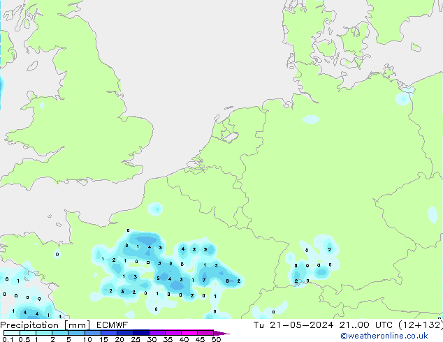 Precipitation ECMWF Tu 21.05.2024 00 UTC