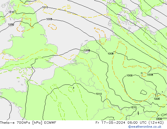 Theta-e 700hPa ECMWF Fr 17.05.2024 06 UTC