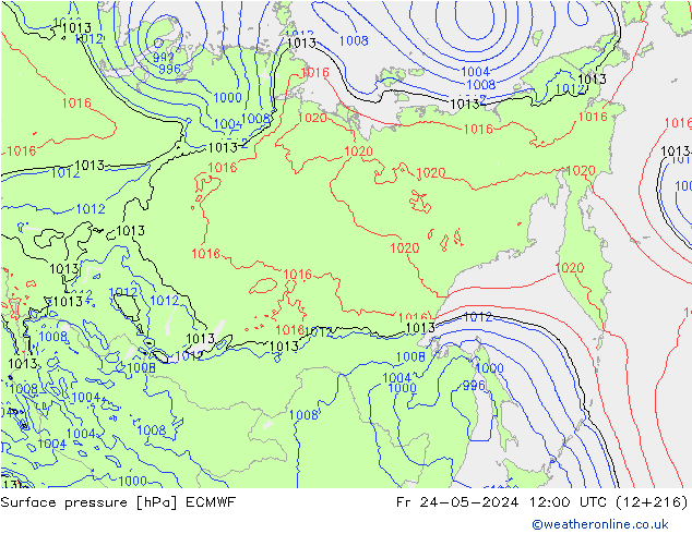 приземное давление ECMWF пт 24.05.2024 12 UTC