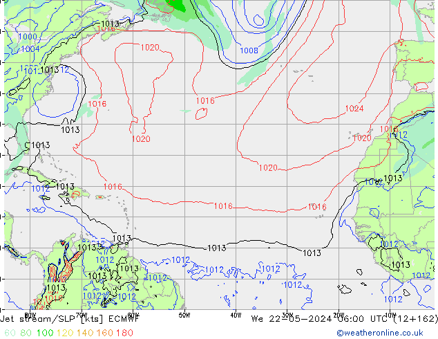 Straalstroom/SLP ECMWF wo 22.05.2024 06 UTC