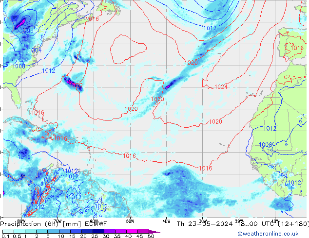 Z500/Rain (+SLP)/Z850 ECMWF jeu 23.05.2024 00 UTC