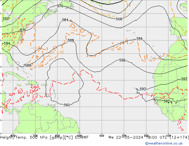 Z500/Regen(+SLP)/Z850 ECMWF wo 22.05.2024 18 UTC