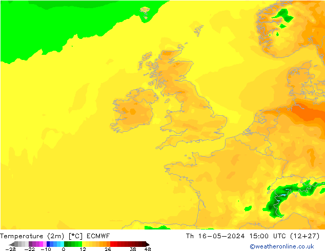 Sıcaklık Haritası (2m) ECMWF Per 16.05.2024 15 UTC