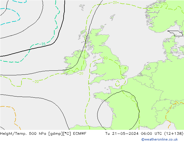 Z500/Rain (+SLP)/Z850 ECMWF Út 21.05.2024 06 UTC