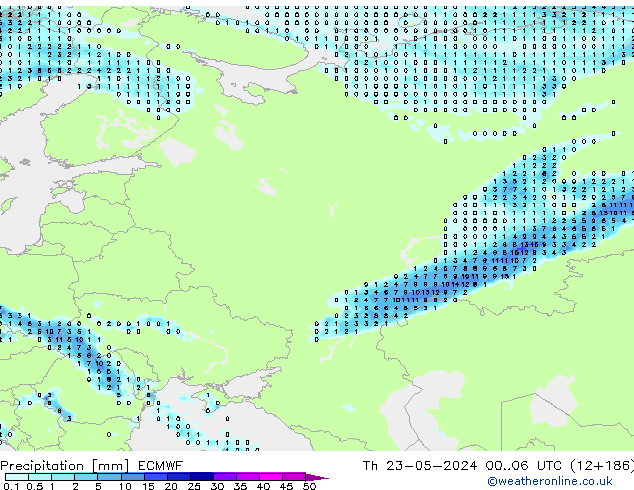 Srážky ECMWF Čt 23.05.2024 06 UTC