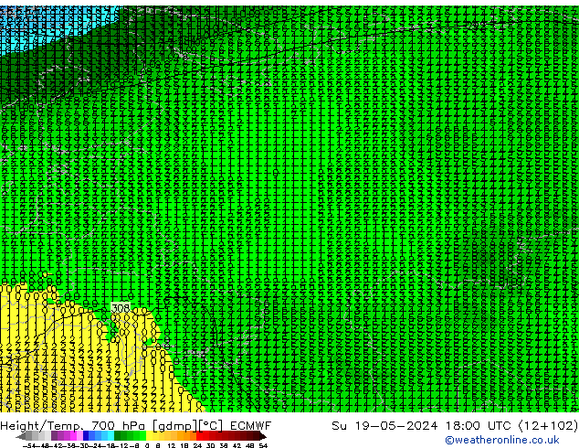 Height/Temp. 700 hPa ECMWF  19.05.2024 18 UTC