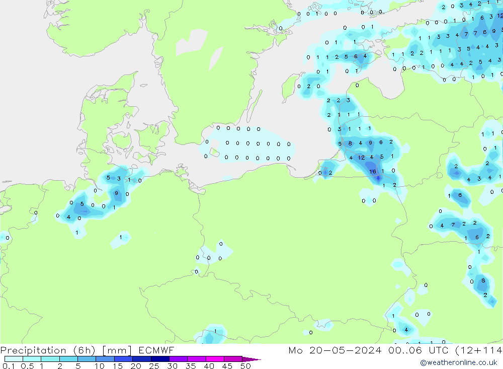 Yağış (6h) ECMWF Pzt 20.05.2024 06 UTC