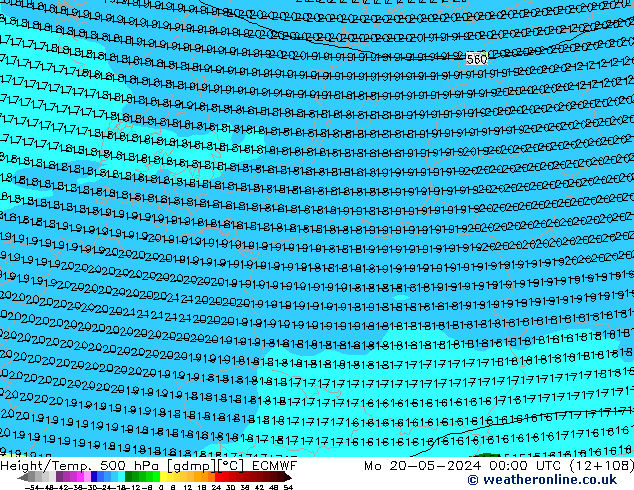 Z500/Regen(+SLP)/Z850 ECMWF ma 20.05.2024 00 UTC