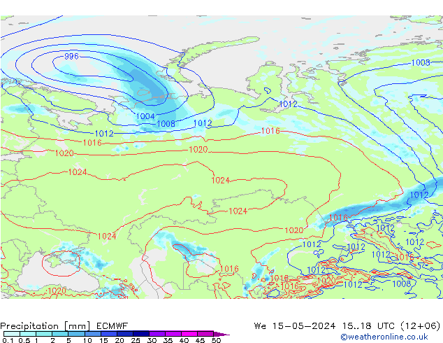 Précipitation ECMWF mer 15.05.2024 18 UTC