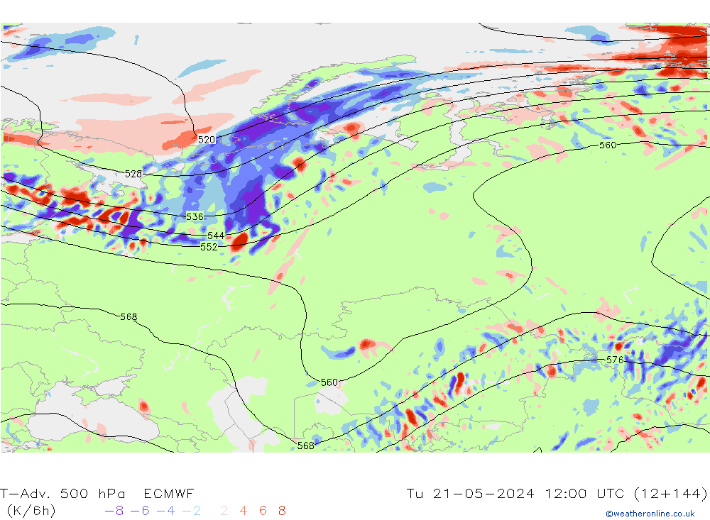T-Adv. 500 hPa ECMWF  21.05.2024 12 UTC