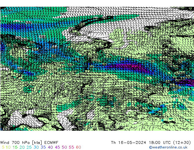 ветер 700 гПа ECMWF чт 16.05.2024 18 UTC