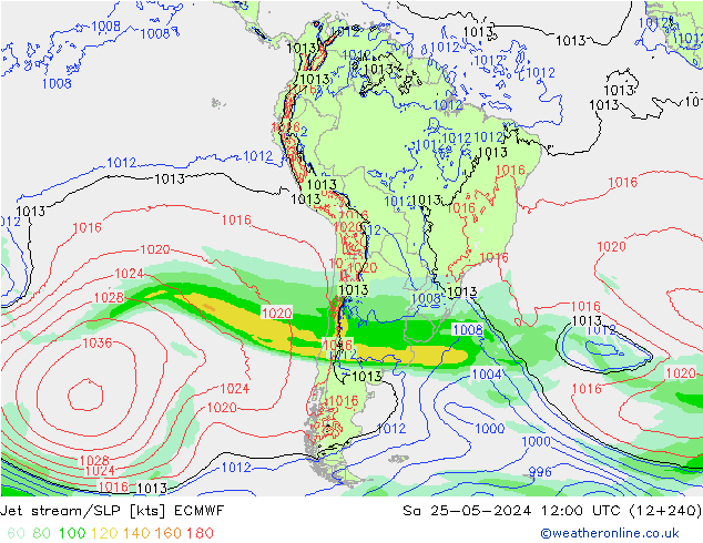джет/приземное давление ECMWF сб 25.05.2024 12 UTC