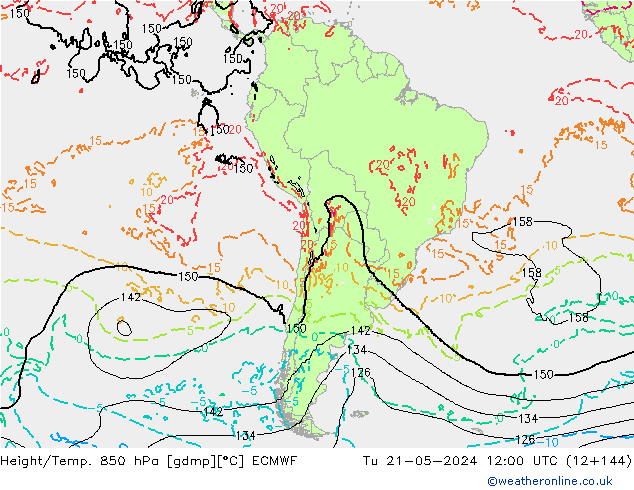 Z500/Yağmur (+YB)/Z850 ECMWF Sa 21.05.2024 12 UTC