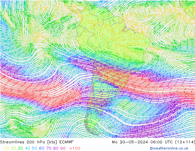 Ligne de courant 200 hPa ECMWF lun 20.05.2024 06 UTC