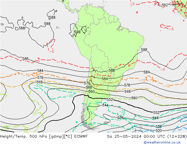 Z500/Rain (+SLP)/Z850 ECMWF Sa 25.05.2024 00 UTC