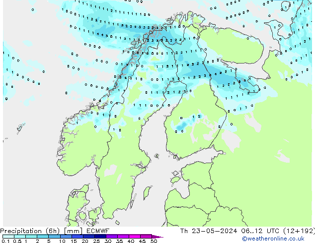 Z500/Rain (+SLP)/Z850 ECMWF чт 23.05.2024 12 UTC