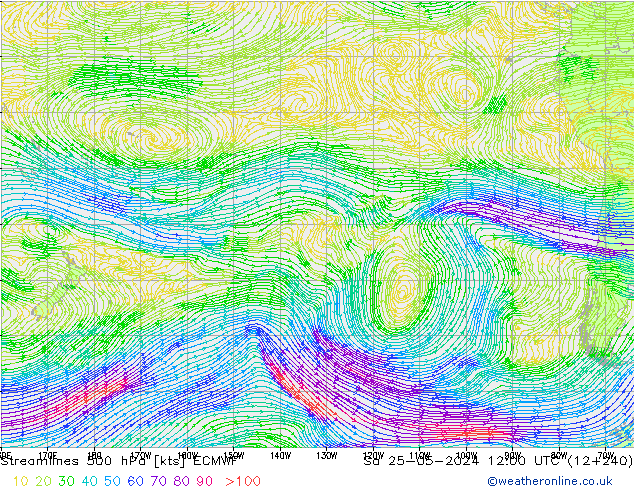 ветер 500 гПа ECMWF сб 25.05.2024 12 UTC