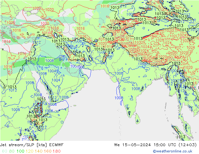 高速氣流/地面气压 ECMWF 星期三 15.05.2024 15 UTC