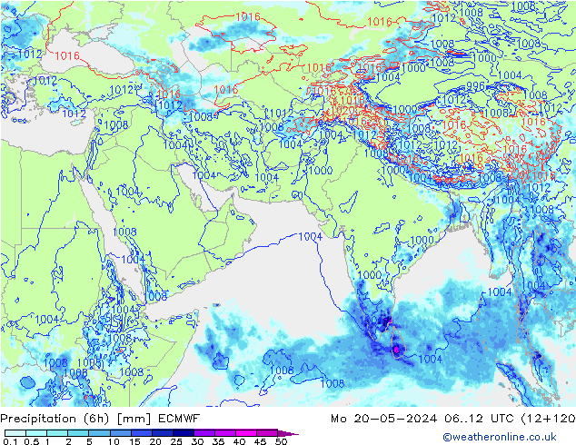 Z500/Regen(+SLP)/Z850 ECMWF ma 20.05.2024 12 UTC