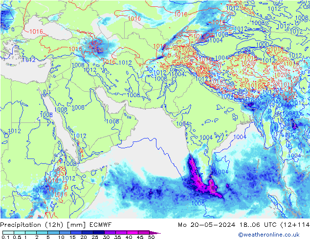 Precipitazione (12h) ECMWF lun 20.05.2024 06 UTC