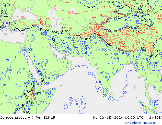 Pressione al suolo ECMWF lun 20.05.2024 00 UTC