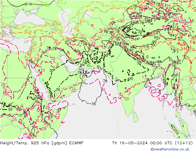 Height/Temp. 925 hPa ECMWF 星期四 16.05.2024 00 UTC