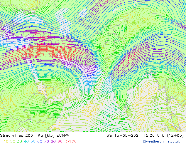 风 200 hPa ECMWF 星期三 15.05.2024 15 UTC
