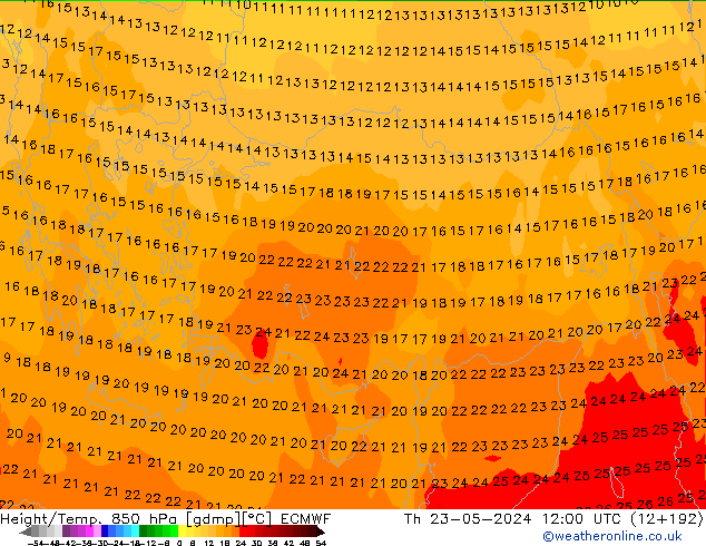 Z500/Rain (+SLP)/Z850 ECMWF  23.05.2024 12 UTC