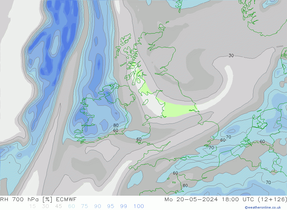 RH 700 hPa ECMWF Mo 20.05.2024 18 UTC