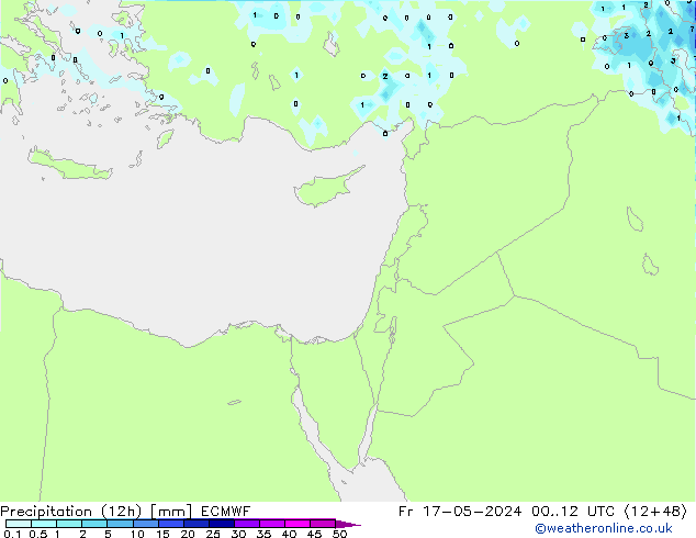 Totale neerslag (12h) ECMWF vr 17.05.2024 12 UTC