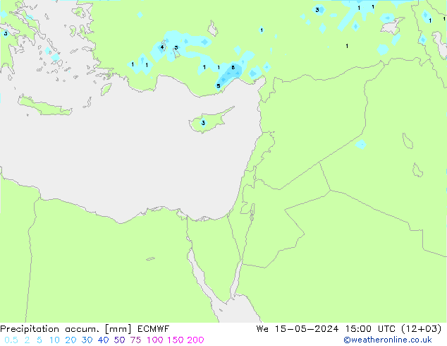 Precipitation accum. ECMWF ср 15.05.2024 15 UTC