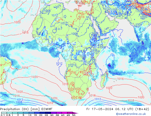 Precipitação (6h) ECMWF Sex 17.05.2024 12 UTC