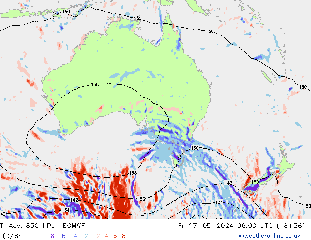 T-Adv. 850 hPa ECMWF Fr 17.05.2024 06 UTC