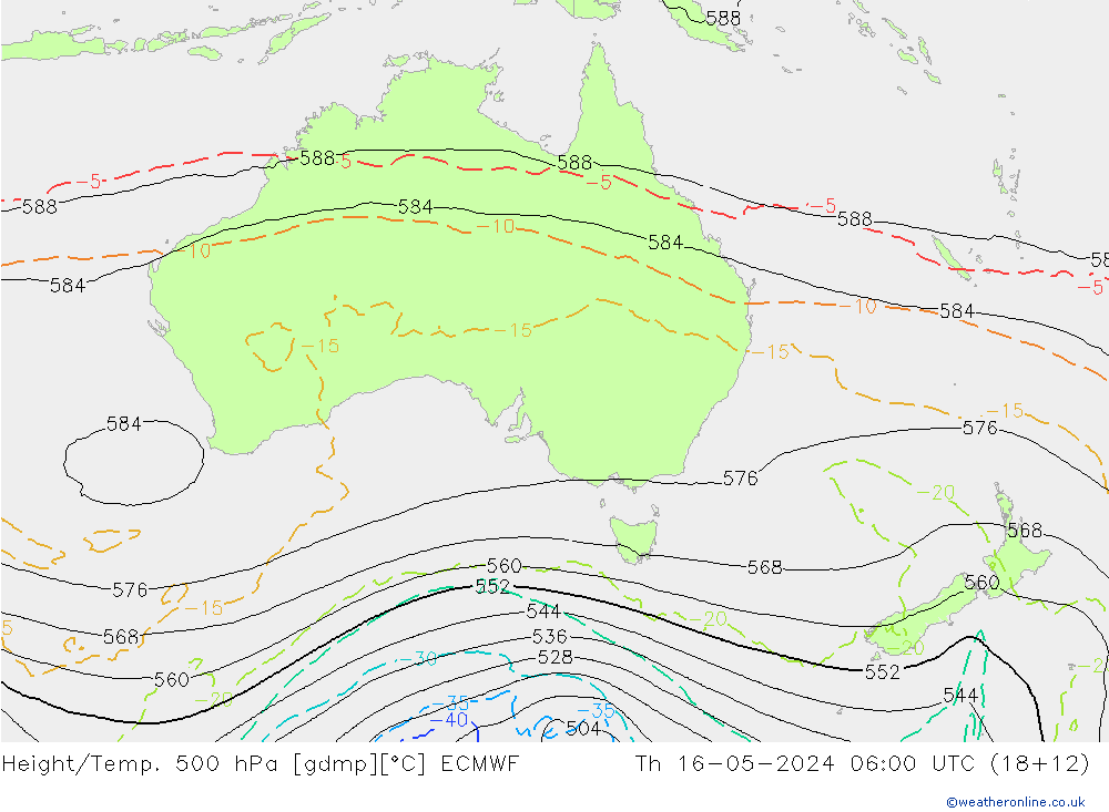 Hoogte/Temp. 500 hPa ECMWF do 16.05.2024 06 UTC