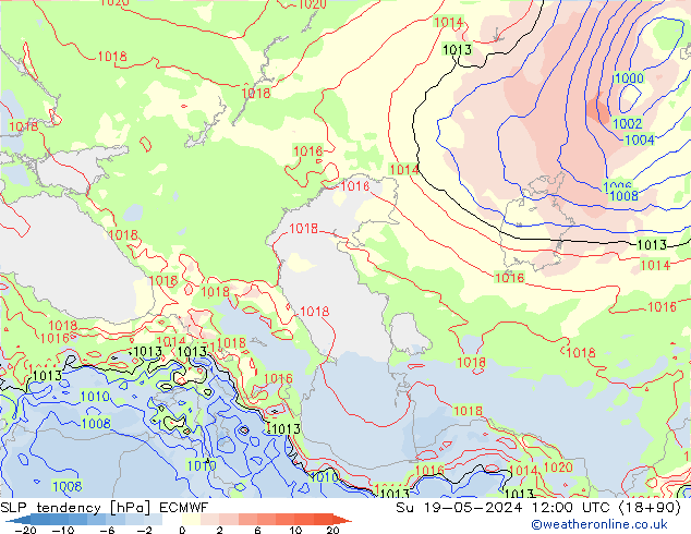 Tendenza di Pressione ECMWF dom 19.05.2024 12 UTC