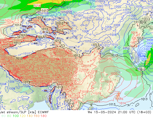 高速氣流/地面气压 ECMWF 星期三 15.05.2024 21 UTC