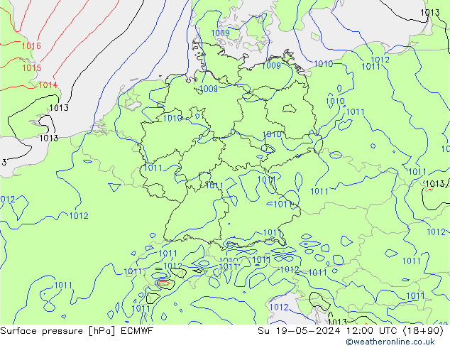 pressão do solo ECMWF Dom 19.05.2024 12 UTC