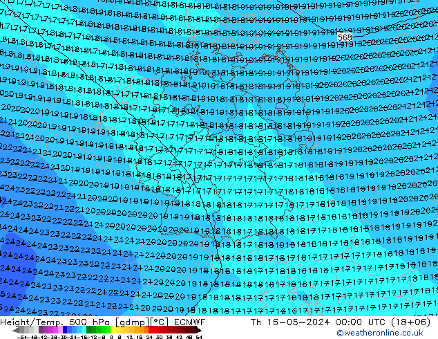 Z500/Rain (+SLP)/Z850 ECMWF jue 16.05.2024 00 UTC